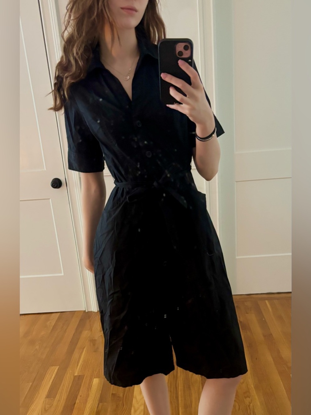 Jacob Black Midi Dress with Button Detail